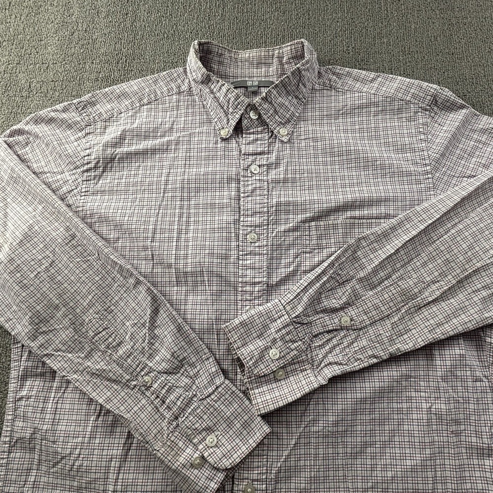 Uniqlo Shirt Large Check Button Up Long Sleeve Casual Preppy Men's - Picture 3 of 14